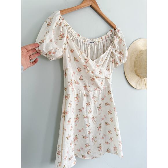 Reformation | Mildred Bowie Linen Dress Floral Off The Shoulder | Sz 6 - Picture 3 of 10